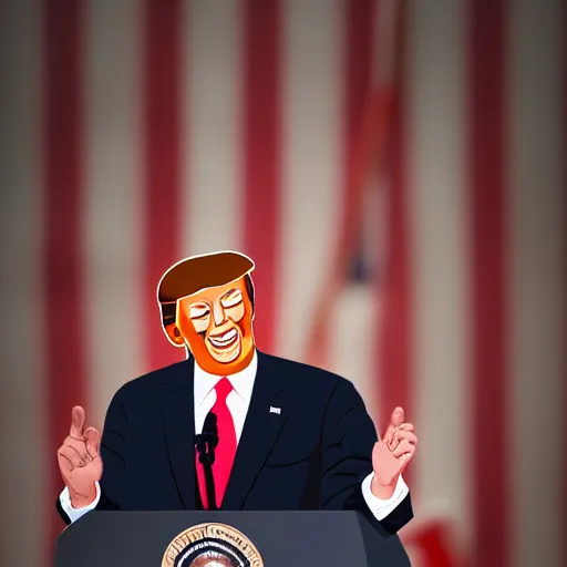 Prompt: the president of the united states of america holding a speech, but the president is a hamburger, burger, cheeseburger, food, leds, 4k 8k photorealistic, high definition, detailed, close up, artstation, favorite, trending