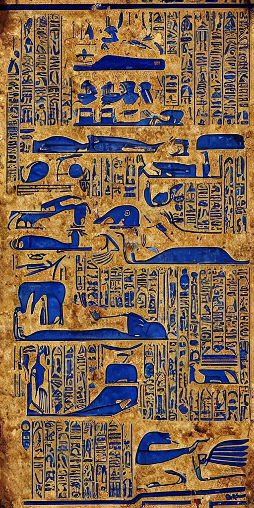 Image similar to egyptian hieroglyph blueprints to a spaceship