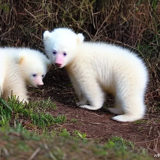 Prompt: baby albino bear cub