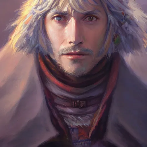 Image similar to howl from howl's moving castle as a realistic fantasy d & d character, closeup portrait art by donato giancola and greg rutkowski, realistic face, digital art, trending on artstation, symmetry!!