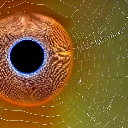 Image similar to macro photography of spider eyes as black holes to other galaxies