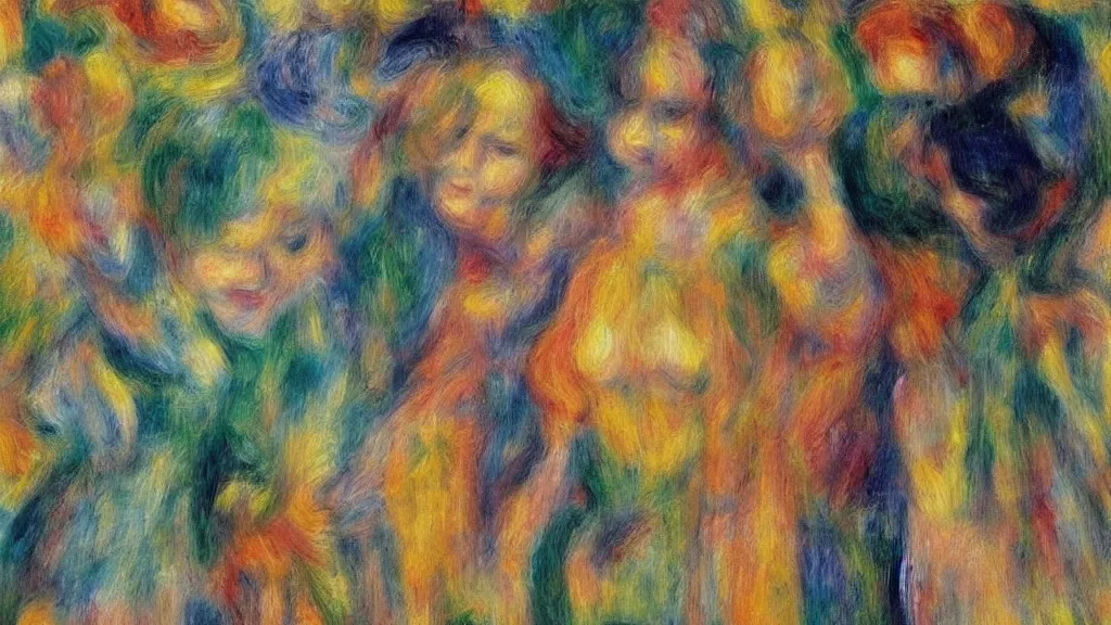 Image similar to abstract art painting figures lines forms geometry in style of pierre - auguste renoir,, fine details,