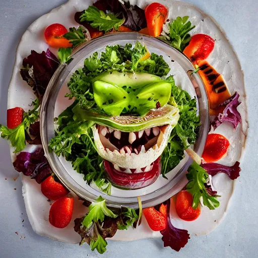 Prompt: food photography of a teeth salad with lots of teeth and a pinch of teeth with a side of teeth