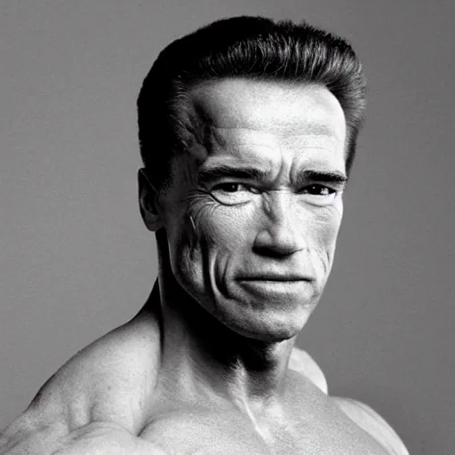 Prompt: Arnold Schwarzenegger without muscles