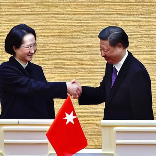 Image similar to tsai ing - wen and xi jinping shaking hands