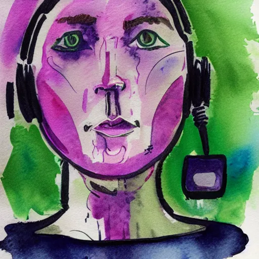 Prompt: an AI's rendition of a computers self image, water color