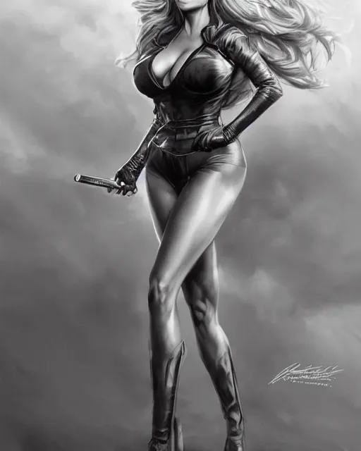 Image similar to full body portrait of Stormy Daniels by Stanley Artgerm Lau, WLOP, Rossdraws, frank frazetta, Andrei Riabovitchev, Marc Simonetti, tranding on artstation