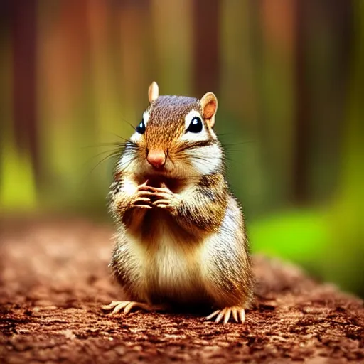 Image similar to very very very very cute chibi baby chipmunk, portrait, pixar style, forest background, cinematic lighting, award winning creature portrait photography