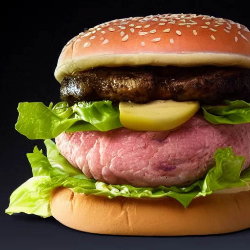 Prompt: a blobfish burger, lifelike, extremely detailed, 8k resolution