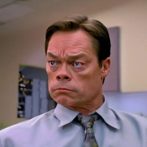 Prompt: Jean Claude Vandamme as Dwight Schrute on the office, cinematic still, high quality,