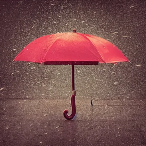 Image similar to a wooden umbrella leaning against your knee, raining, photo