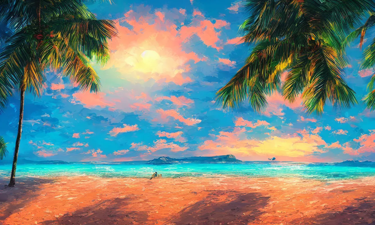 Image similar to paradise beach by alena aenami artworks in 4 k