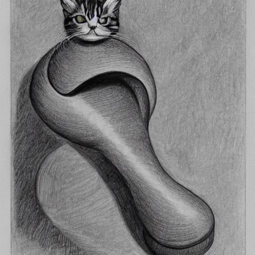 Prompt: MC Escher drawing of a cute cat