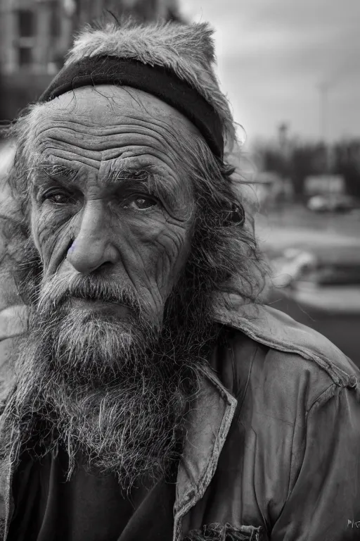 Image similar to Photo of Native Russian man Donald Tramp, portrait, skilled homeless, realistic, detailed, Donald Tramp, photorealistick, Sony A7R