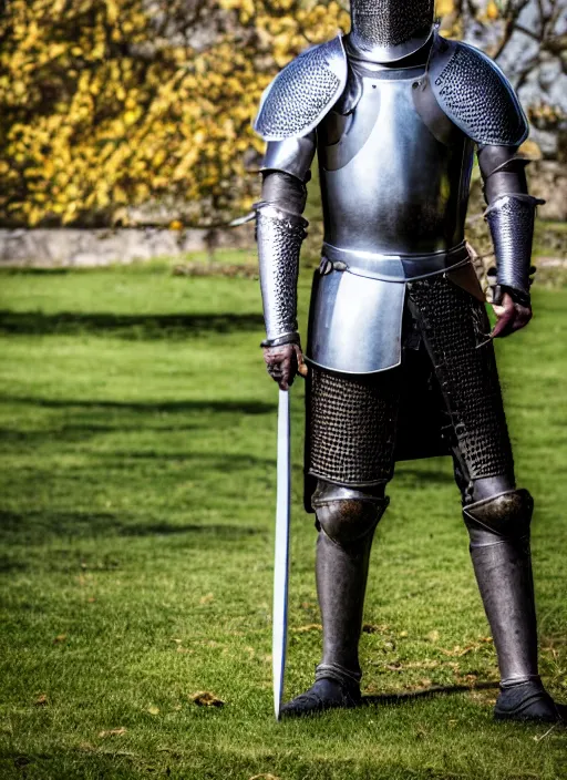 Image similar to photo still of a knight from medieval in a park on a bright sunny day, 8 k 8 5 mm f 1 6