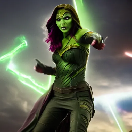 Image similar to Film still of Gal Gadot as Gamora, from Guardians of the Galaxy Vol. 2 (2017)