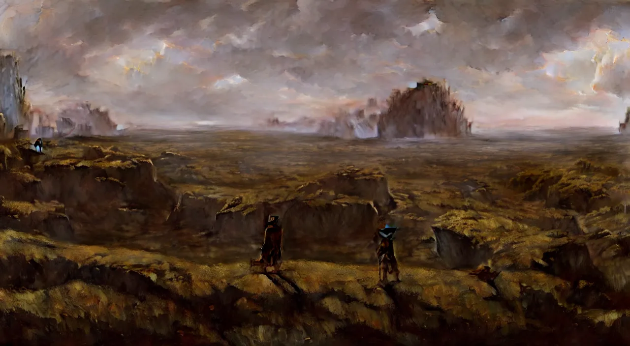 Prompt: hyperrealistic matte painting of a blind georges bataille cinematic lighting james paick courbet 8k wide angle