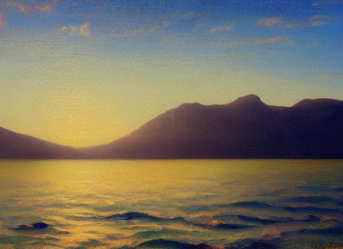 Prompt: baja california bay in the style of hudson river school of art, oil on canvas