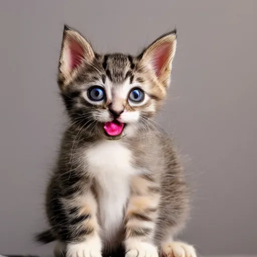 Prompt: a kitten sticking its tongue out