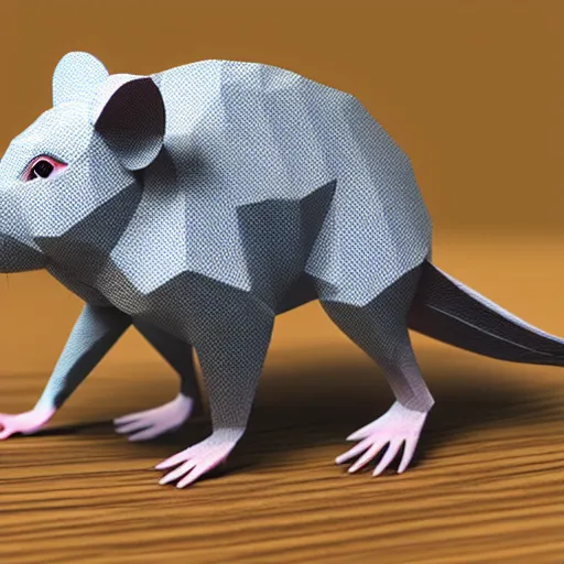 Image similar to low poly diagonally spinning rat