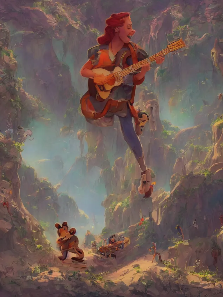 Image similar to playing music by disney concept artists, blunt borders, rule of thirds