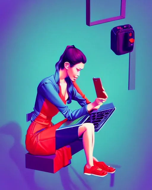 Image similar to richly detailed color illustration of a modern-problem-to-have-tech illustrated by Artgerm and Mina Petrovic and Timothy Kong and Marina Federovna. 3D shadowing