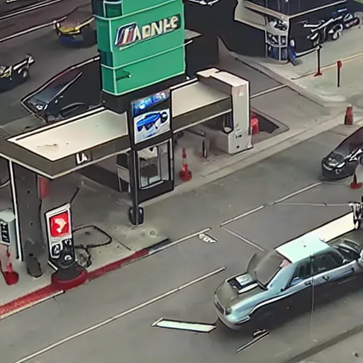 Image similar to cctv footage of tank refueling at gas station