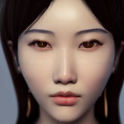 Prompt: the most beautiful asian woman in the world, in the style of julia razumova, happy expression, cute, unreal engine, octane rendering, 8 k, closeup headshot, smooth, trending on artstation, digital illustration, black hair