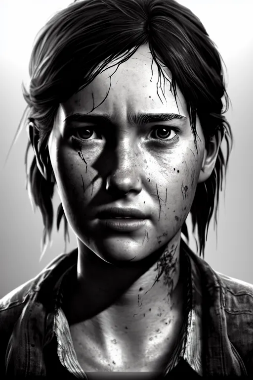 Image similar to ultra detailed facial portrait of ellie from the last of us part 2, digital art, character portrait, highly detailed, trending on artstation, lens flare, atmosphere, hyper realistic, cinematic lightning, sharp focus, perfect face, pretty face, fine - face, illustration, 8 k, ultra texture