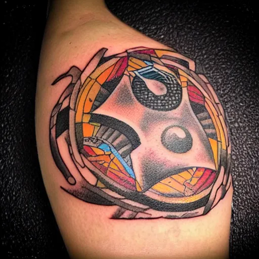 Image similar to a small oneliner tattoo!! representing psytrance music