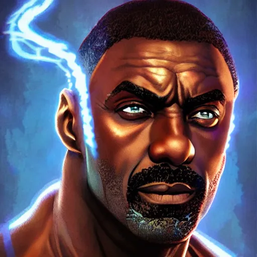 Prompt: idris elba as a street fighter character, cg animation, capcom, realistic, character select portrait, by artgerm, greg rutkowski, alphonse mucha, 3 d