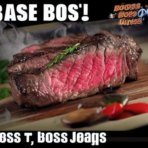 Prompt: steak as a boss in a jrpg, 1 9 8 9, steak