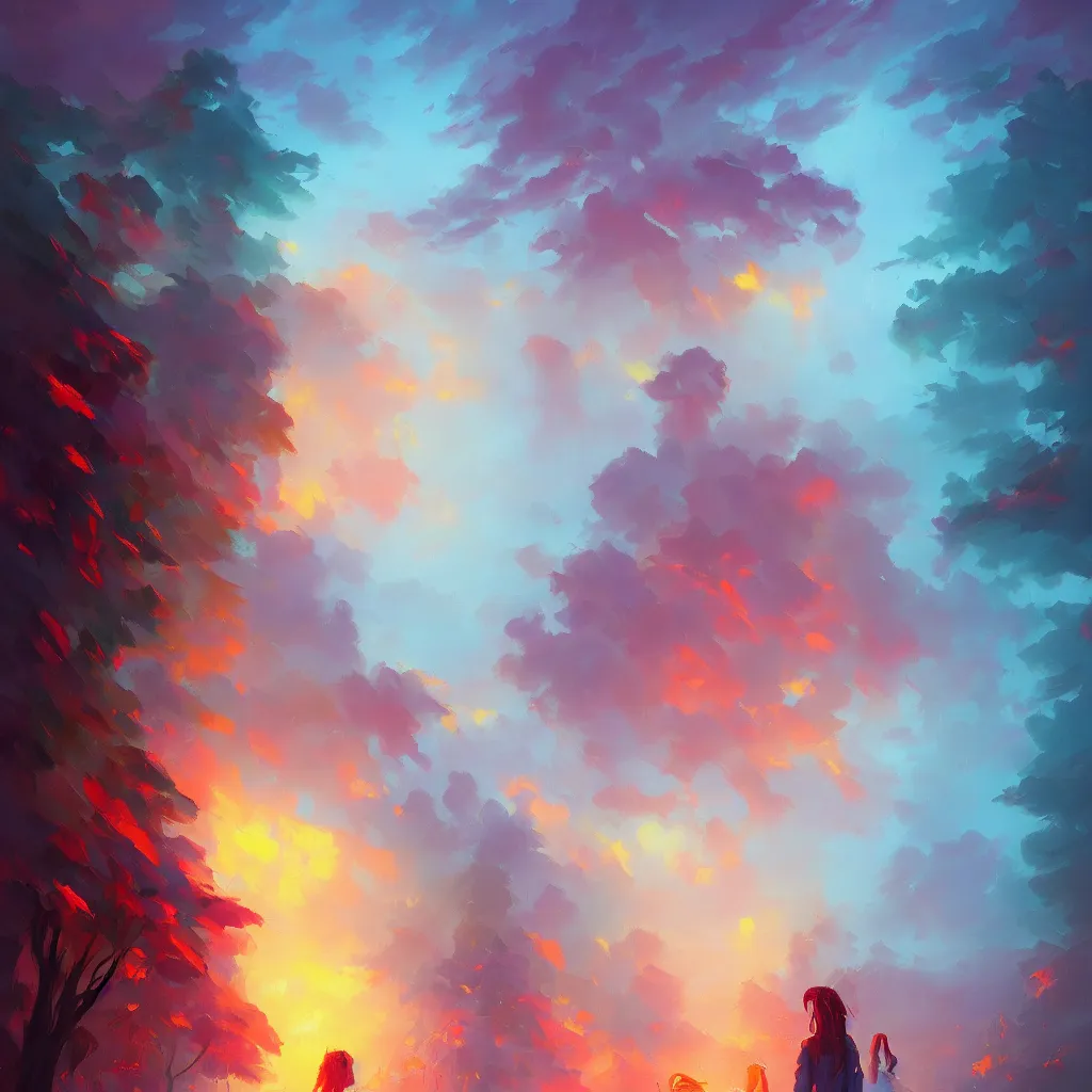 Image similar to a beautiful and vivid and colorful and trippy Andreas Rocha and Alena Aenami fantasy illustration with pastel colors of afremov's misty mood, featured on artstation, 8k hq