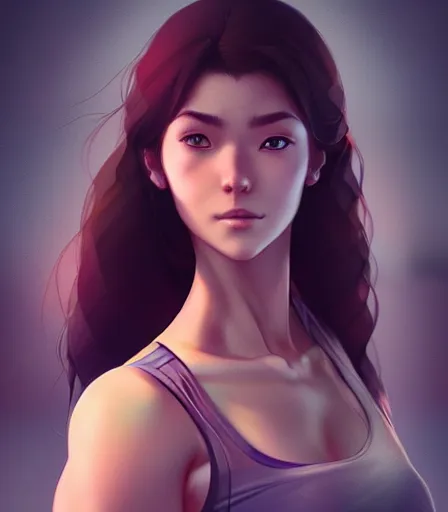 Image similar to beautiful portrait of a gorgeous personal trainer who looks like Marin Kitagawa , character design by charlie bowater, ross tran, artgerm, and makoto shinkai, detailed, soft lighting, rendered in octane