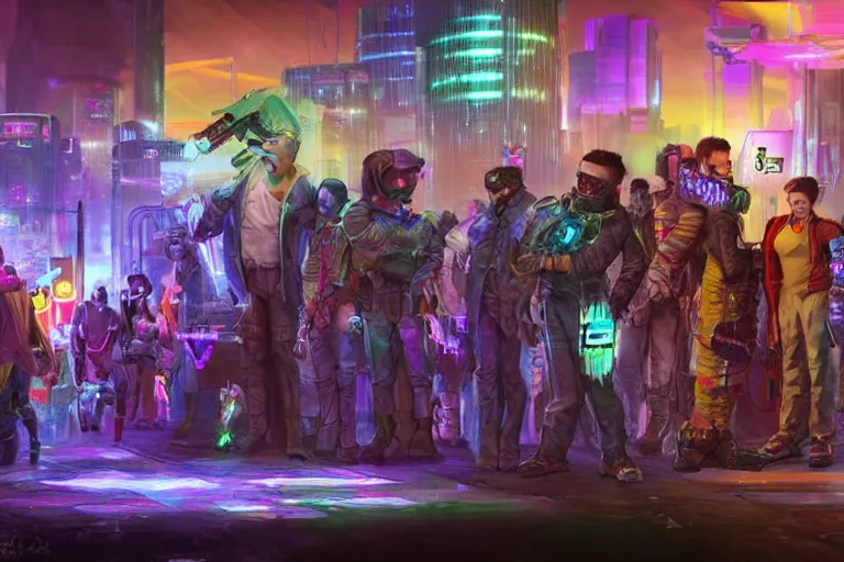 Image similar to high - resolution photograph from a cyberpunk era furry fandom convention ( midwest furfest 2 0 4 7 ), taking place after the genetic revolution and quantum singularity. photorealistic.