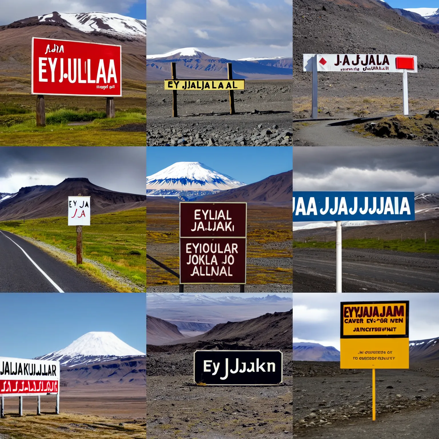 Image similar to a sign that says eyjafjallajokull