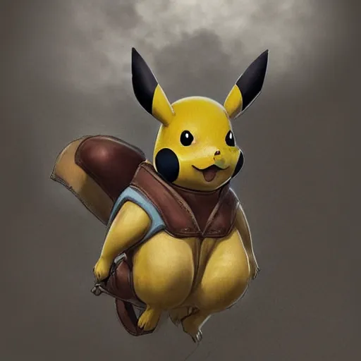 Image similar to pikachu riding a horse concept art, sharp focus, digital art, Hyper-realistic, 4K, Unreal Engine, Highly Detailed, HD, Dramatic Lighting by Brom, trending on Artstation,