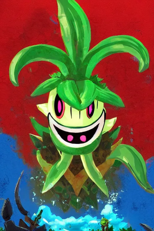 Image similar to an in game portrait of piranha plant from the legend of zelda breath of the wild, breath of the wild art style.