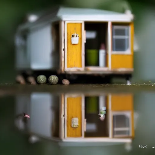 Image similar to a tiny apartment for ants, macro photography, ambient, miniatures