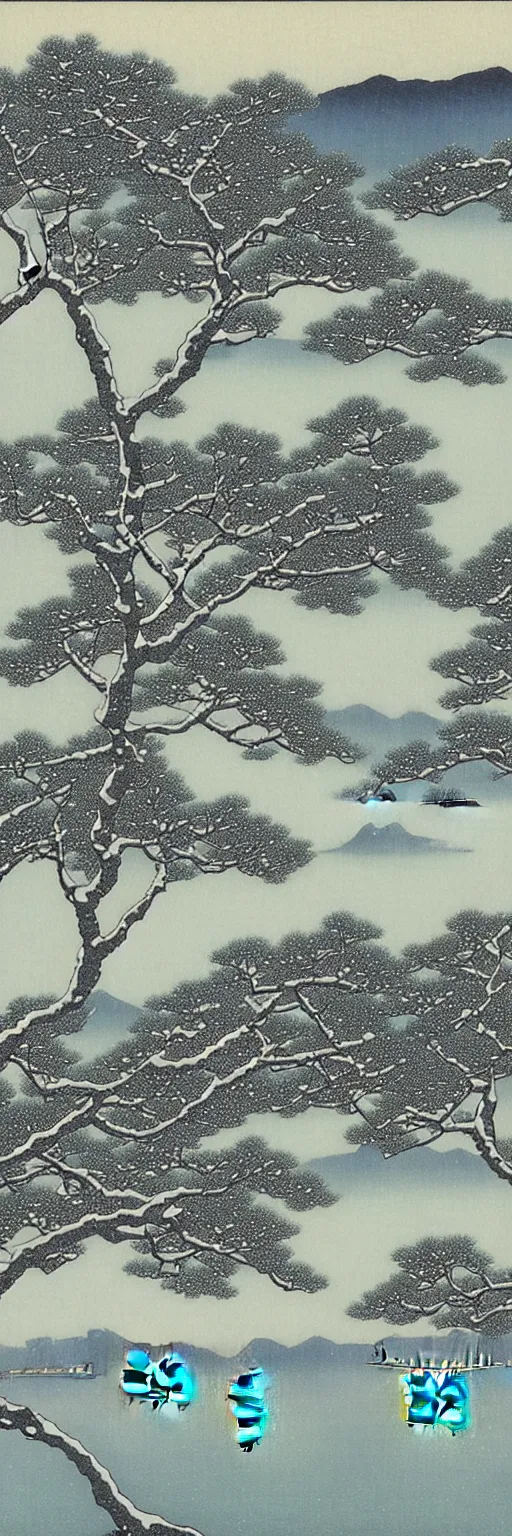 Prompt: the snowy West Lake by Kawase Hasui