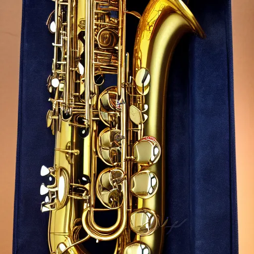 Prompt: baritone saxophone 8 k high quality highly detailed