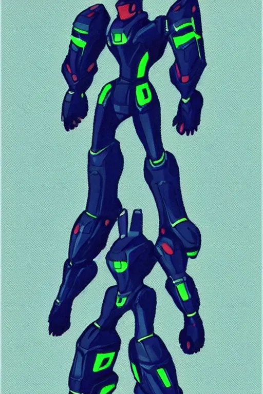 Prompt: Official Concept of Reploid Character for MMX14, Inafune Design