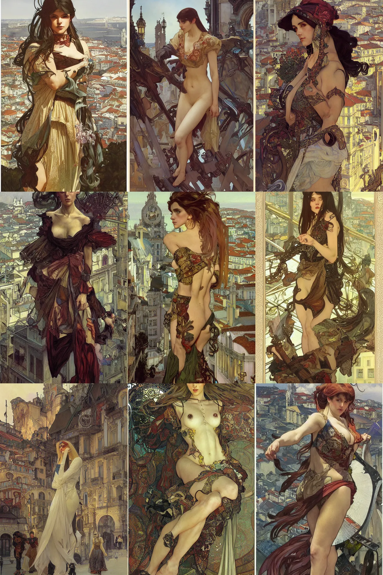 Prompt: extremely hyperdetailed The City of Lisbon, art by John Collier and Albert Aublet and Krenz Cushart and Artem Demura and Alphonse Mucha