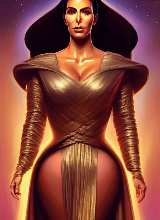 Prompt: A film still of kim kardashian as princess leigha in star wars, highly detailed, digital painting, artstation, concept art, sharp focus, illustration, cinematic lighting, art by artgerm and greg rutkowski and alphonse mucha diffuse lighting, fantasy, intricate, elegant, highly detailed, lifelike, photorealistic, digital painting, artstation, illustration, concept art, smooth, sharp focus, art by John Collier and Albert Aublet and Krenz Cushart and Artem Demura and Alphonse Mucha