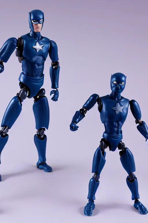 Image similar to product photo of kenner action figure, 5 points of articulation, sci fi, superhero, perfect human proportions, t - pose, studio lighting