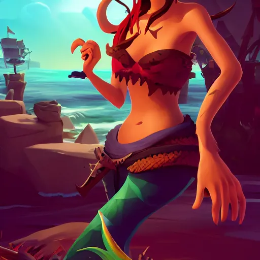 Image similar to jack the pirate mermaid on sea of thieves game avatar hero, behance hd by jesper ejsing, by rhads, makoto shinkai and lois van baarle, ilya kuvshinov, rossdraws global illumination