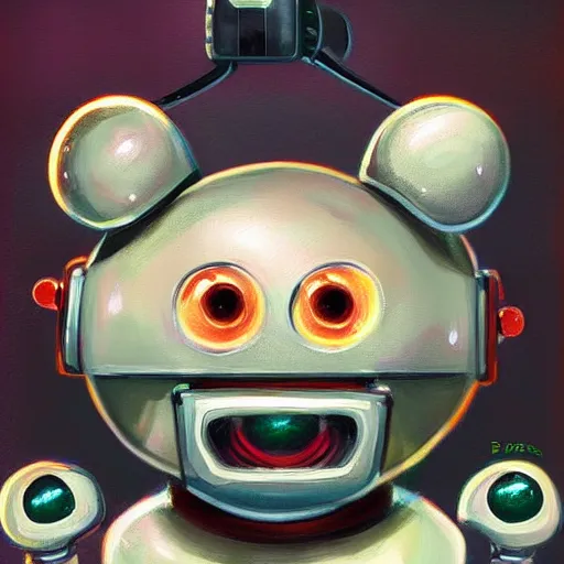 Image similar to a cute robot with uwu eyes painted by brian despain