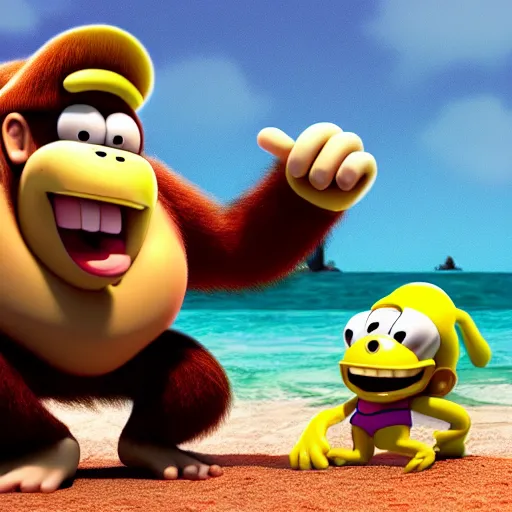 Prompt: donkey kong spongebob, photorealistic