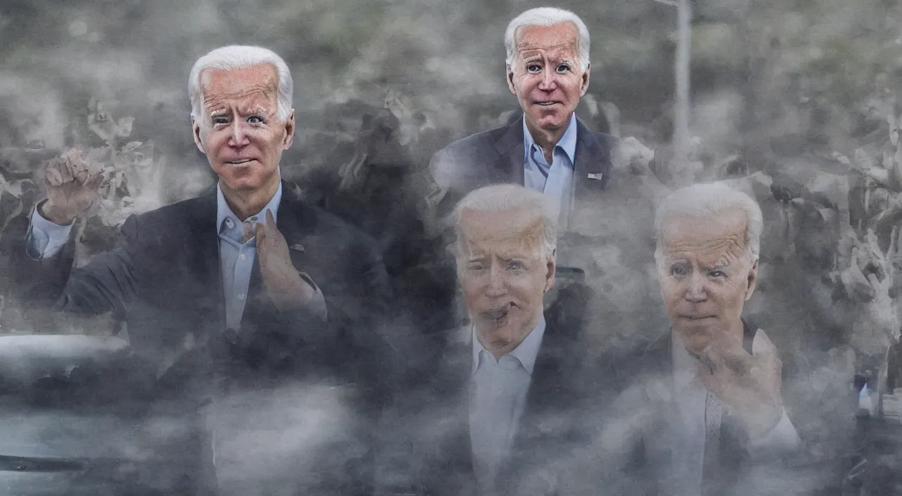 Image similar to ghost of joe biden haunting a walmart parking lot, realistic, detailed, 4 k