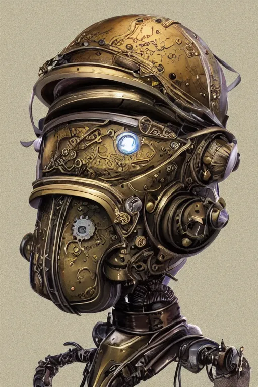 Image similar to steampunk helmet fantasy art mask robot ninja stylized digital illustration sharp focus, elegant intricate digital painting artstation concept art global illumination ray tracing advanced technology chaykin howard and campionpascale and cooke darwyn and davis jack